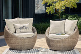 Warmstead Furniture - Ashley Furniture - Danson Outdoor - Swivel Lounge w/Cushion (Set of 2) / Beige - P505-821